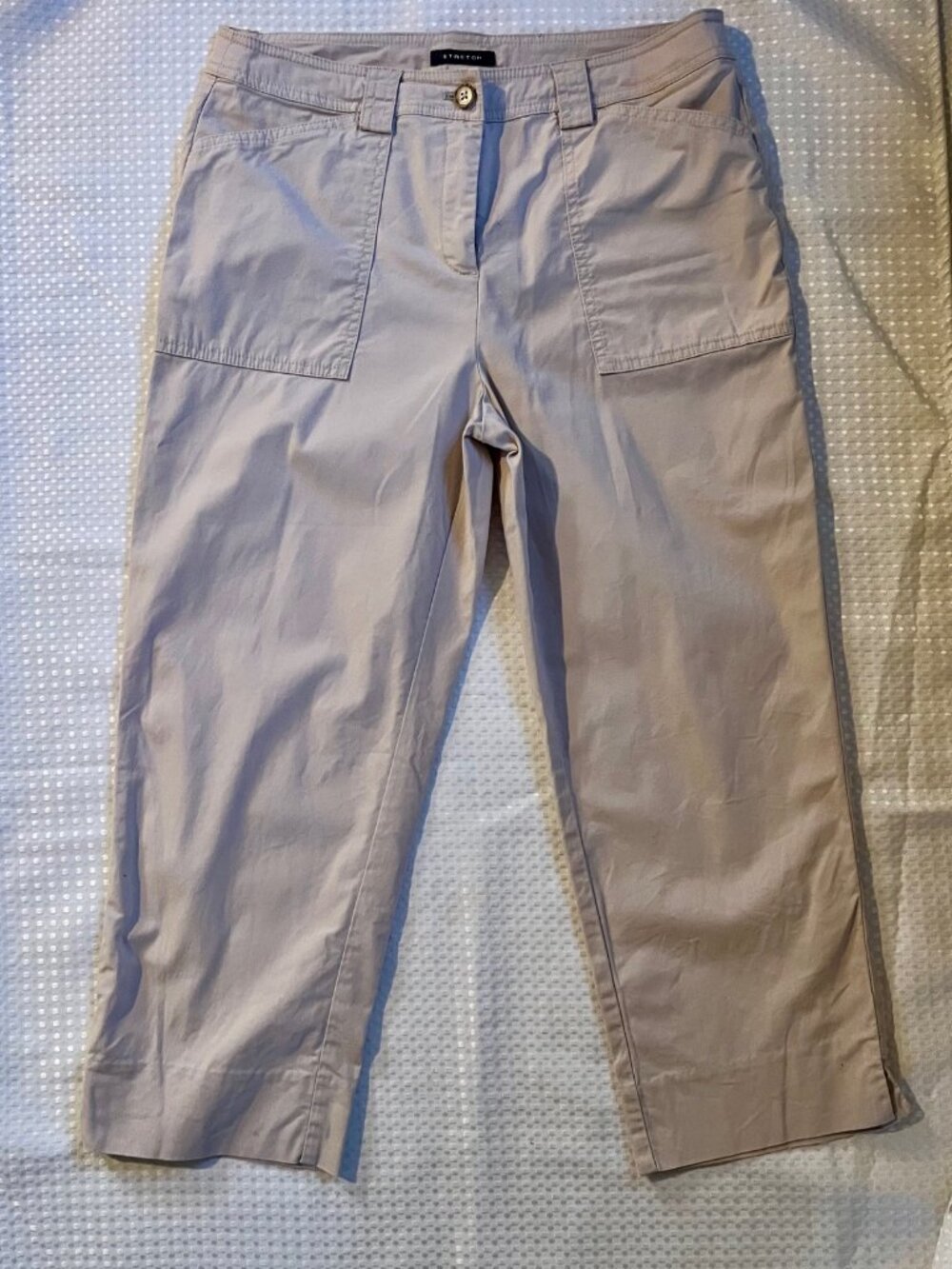 Jones New York Signature Petite Stretch Cargo Capri Pants Beige 10P